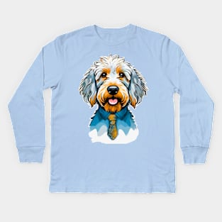 Goldendoodle for Dad in Tie and Shirt Kids Long Sleeve T-Shirt